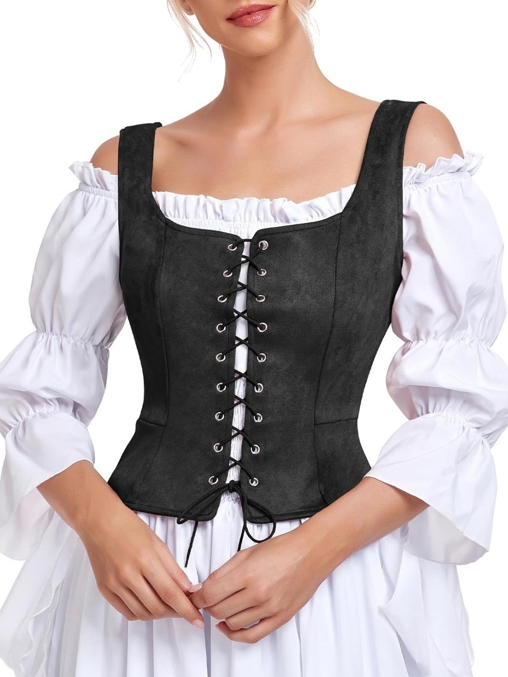 Women's Renaissance Corset Vest Lace Up Medieval Pirate Top

Adjustable Lace-Up
